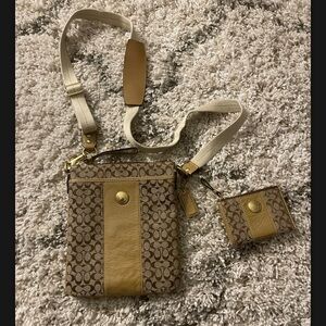 Coach Crossbody Strap Bag Sutton Signature Stripe Purse